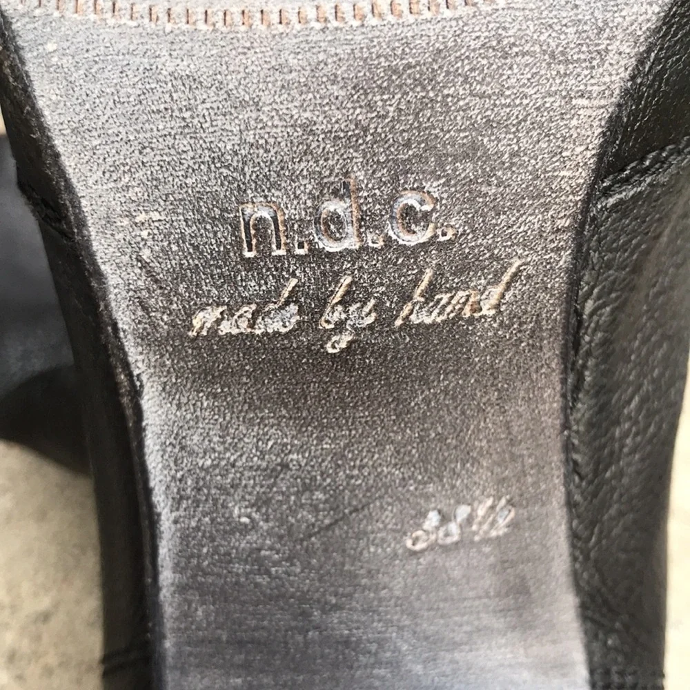 ☀️ N.D.C Black Leather mid-calf heeled boots - Picture 2 of 15